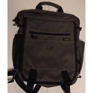 LL Bean Backpack Gray Monogrammed DJP Adjustable Straps Mesh Pocket